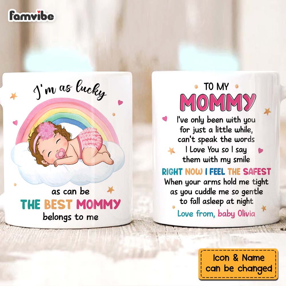 Personalized Gift For Daughter New Mom Baby Sleeping Right Now I Feel The Safest Mug Personalized Gift For Daughter New Mom Baby Sleeping Right Now I Feel The Safest Mug