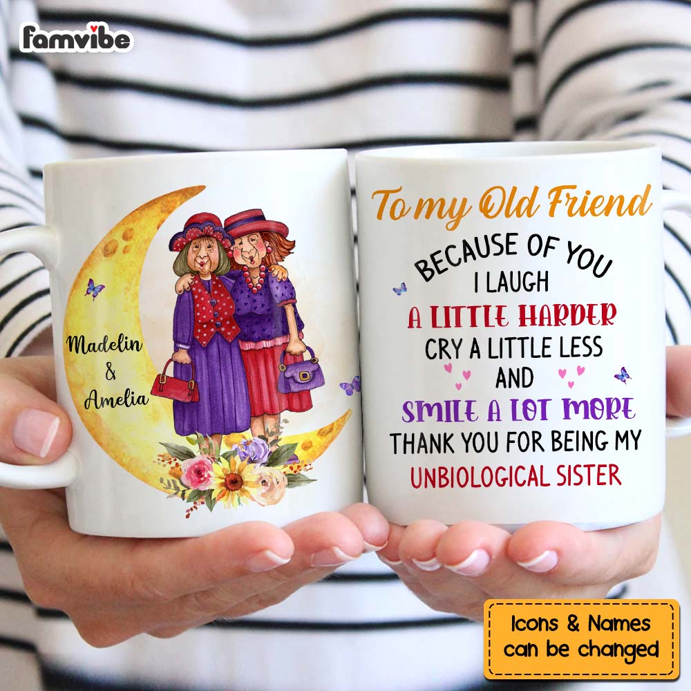 Personalized Gift For Friends To My Old Friend Moon Mug Personalized Gift For Friends To My Old Friend Moon Mug