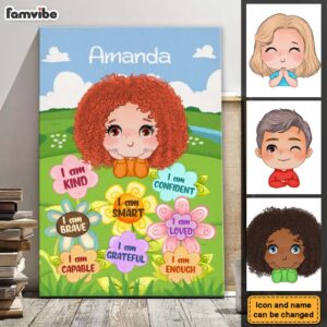 Personalized Gift For Granddaughter ‘I Am Kind’ Flower Canvas