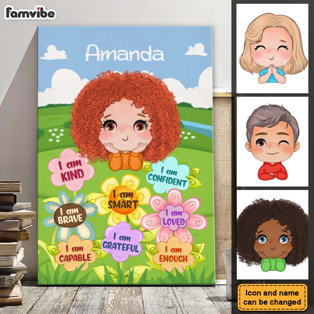 Personalized Gift For Granddaughter 'I Am Kind' Flower Canvas Personalized Gift For Granddaughter 'I Am Kind' Flower Canvas