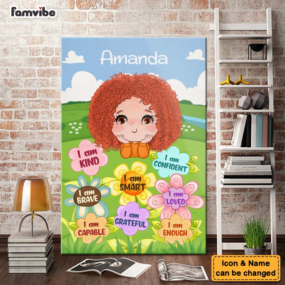 Personalized Gift For Granddaughter 'I Am Kind' Flower Canvas Personalized Gift For Granddaughter 'I Am Kind' Flower Canvas