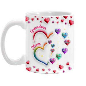Personalized Gift For Grandma 2 Heart Mug