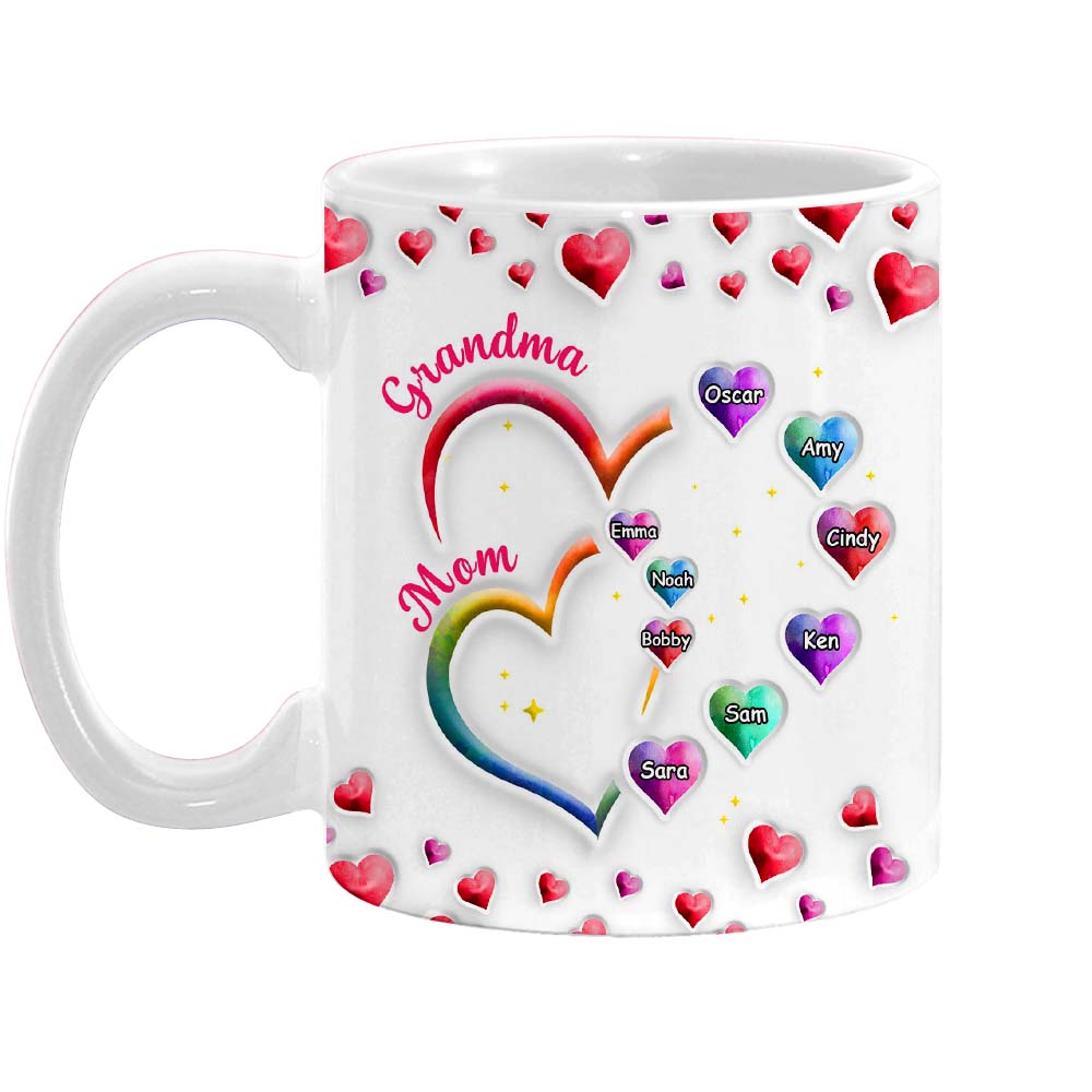 Personalized Gift For Grandma 2 Heart Mug Personalized Gift For Grandma 2 Heart Mug