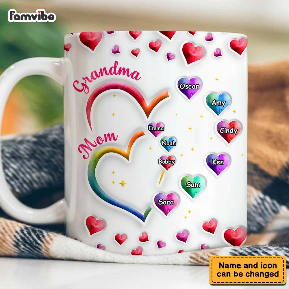 Personalized Gift For Grandma 2 Heart Mug Personalized Gift For Grandma 2 Heart Mug
