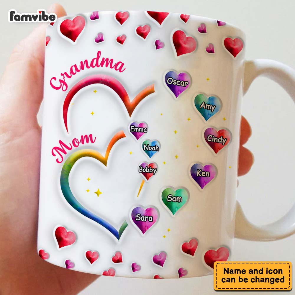 Personalized Gift For Grandma 2 Heart Mug Personalized Gift For Grandma 2 Heart Mug