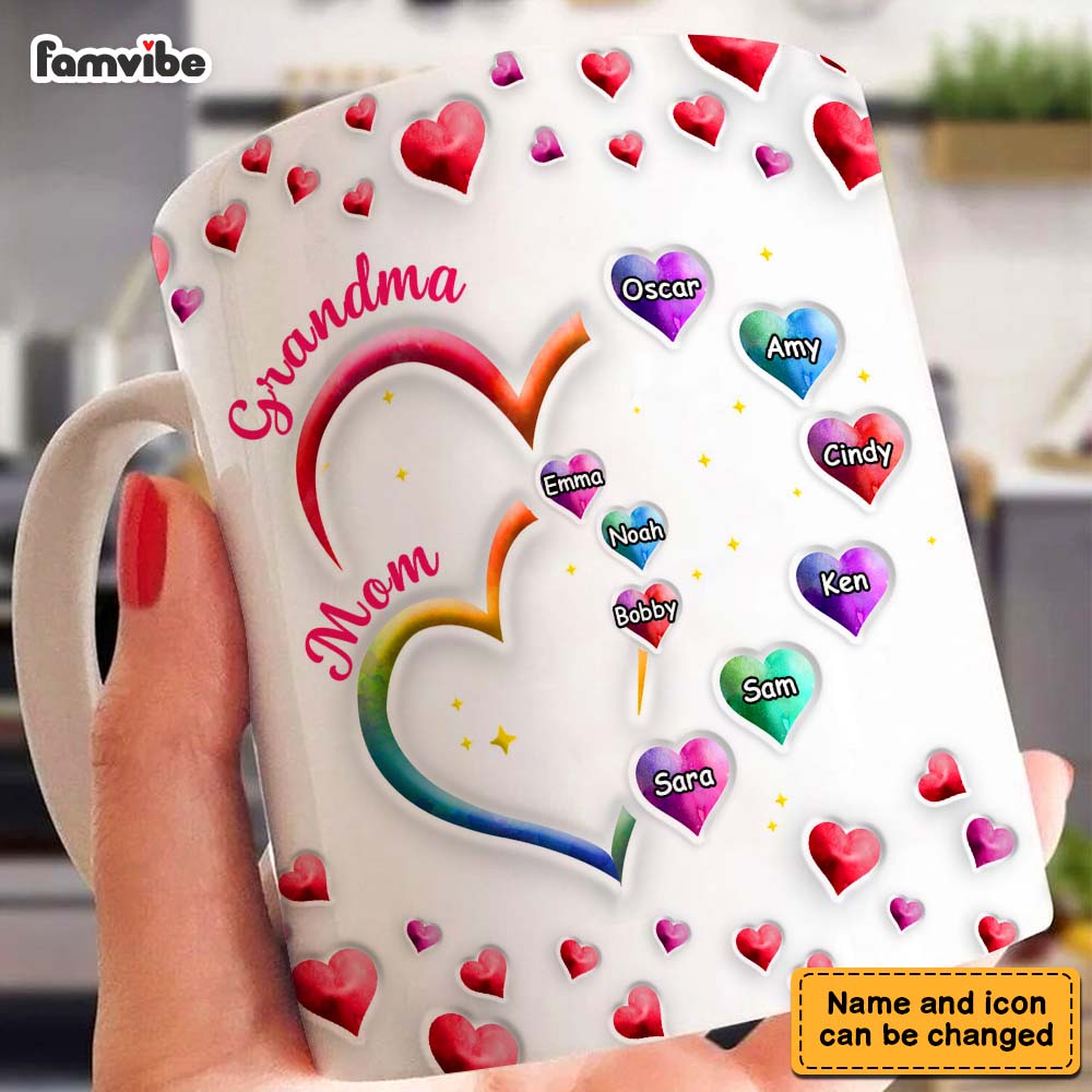 Personalized Gift For Grandma 2 Heart Mug Personalized Gift For Grandma 2 Heart Mug