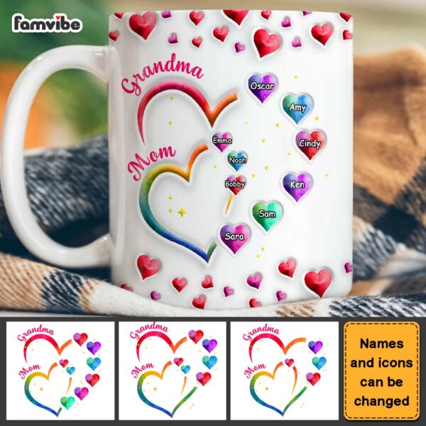 Personalized Gift For Grandma 2 Heart Mug