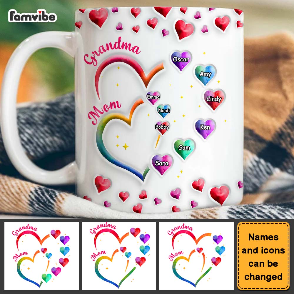 Personalized Gift For Grandma 2 Heart Mug Personalized Gift For Grandma 2 Heart Mug