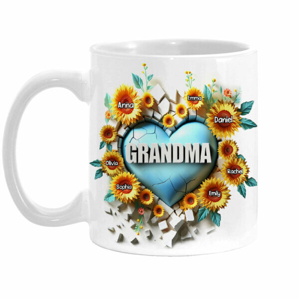 Personalized Gift For Grandma 3D Effect Heart Carnation Mug