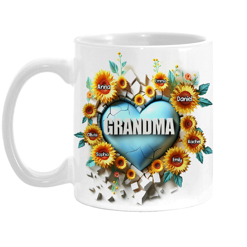 Personalized Gift For Grandma 3D Effect Heart Carnation Mug Personalized Gift For Grandma 3D Effect Heart Carnation Mug