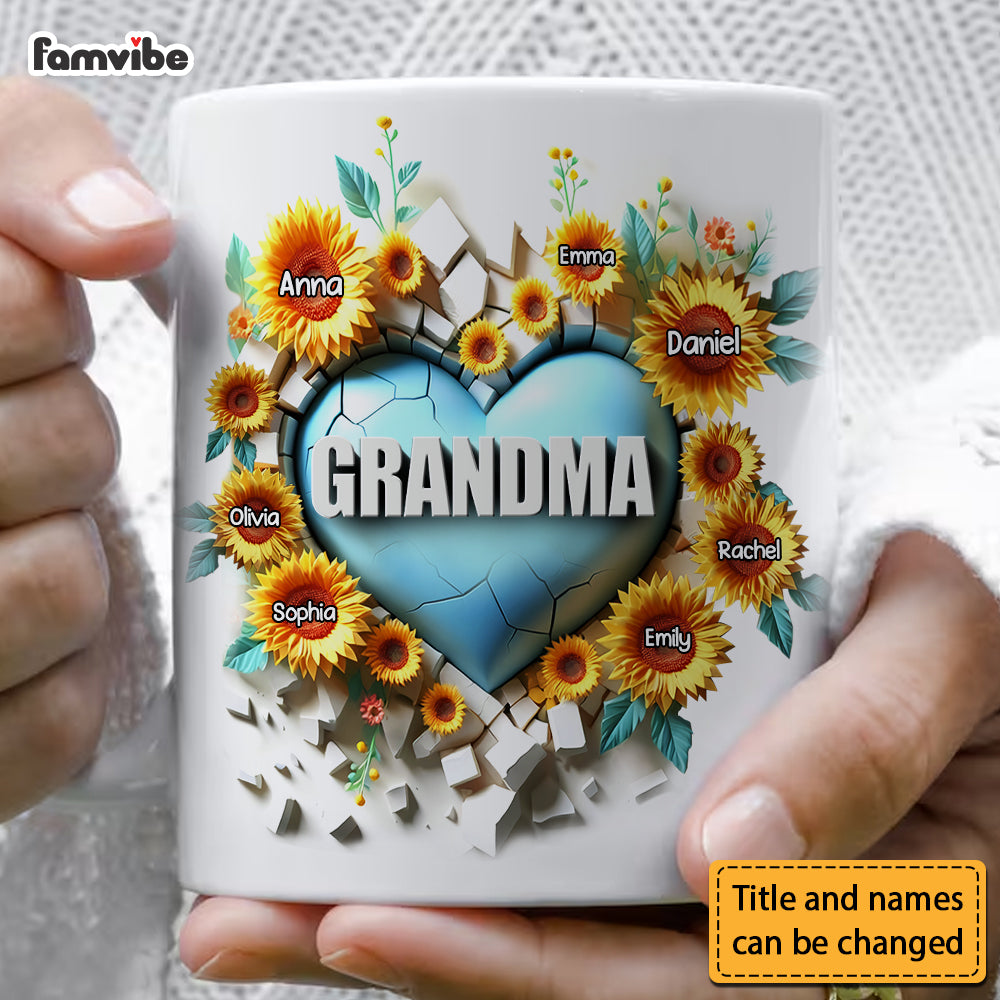 Personalized Gift For Grandma 3D Effect Heart Carnation Mug Personalized Gift For Grandma 3D Effect Heart Carnation Mug