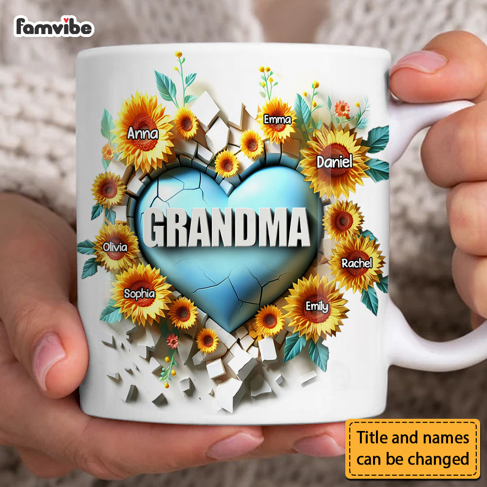 Personalized Gift For Grandma 3D Effect Heart Carnation Mug Personalized Gift For Grandma 3D Effect Heart Carnation Mug