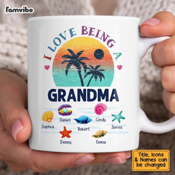 Personalized Gift For Grandma Beach Summer Vacation I Love Being A Grandma Mug