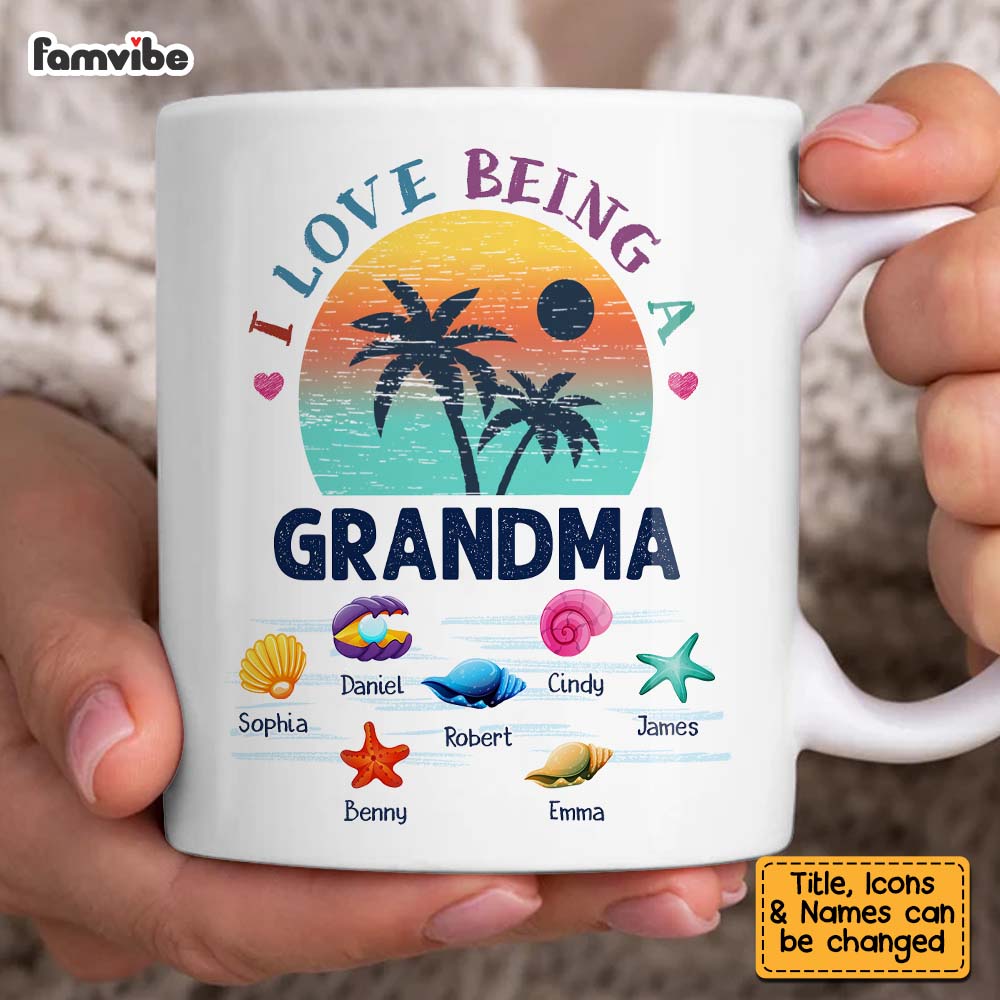 Personalized Gift For Grandma Beach Summer Vacation I Love Being A Grandma Mug Personalized Gift For Grandma Beach Summer Vacation I Love Being A Grandma Mug