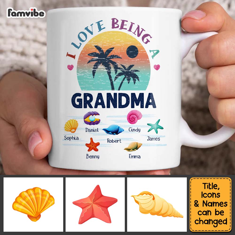 Personalized Gift For Grandma Beach Summer Vacation I Love Being A Grandma Mug Personalized Gift For Grandma Beach Summer Vacation I Love Being A Grandma Mug