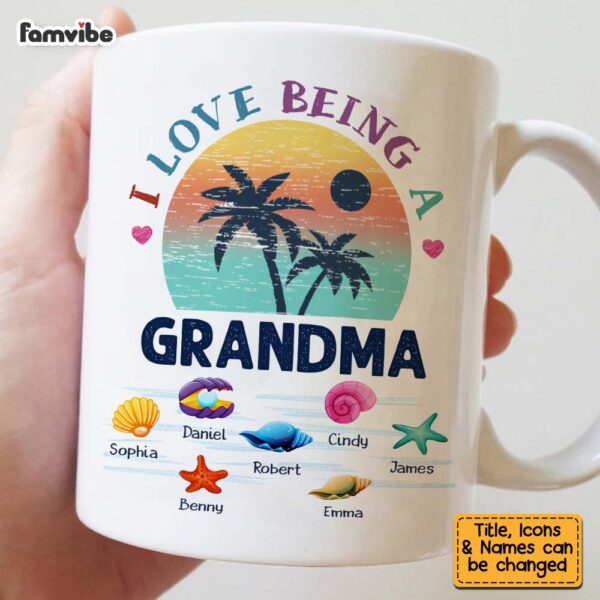 Personalized Gift For Grandma Beach Summer Vacation I Love Being A Grandma Mug