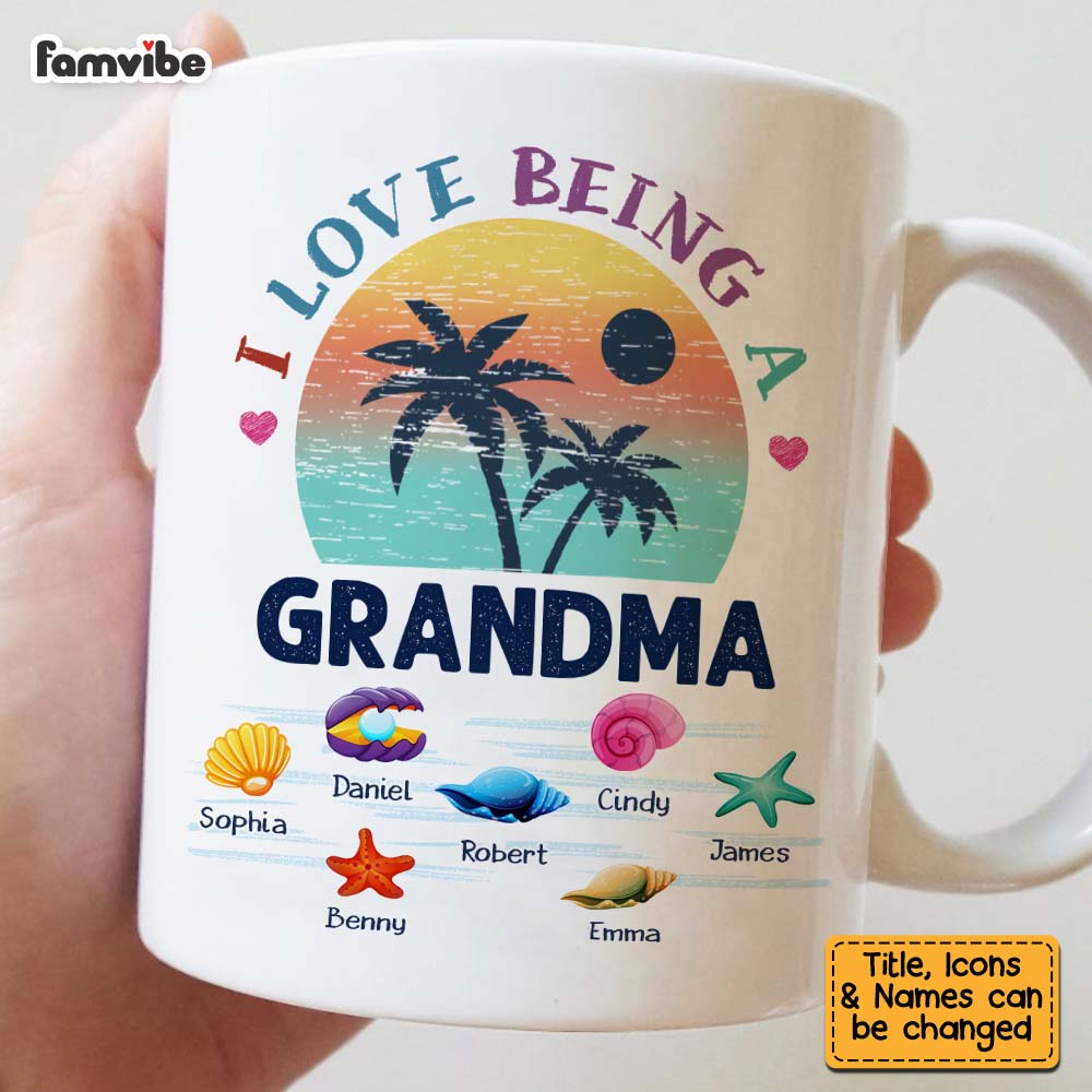 Personalized Gift For Grandma Beach Summer Vacation I Love Being A Grandma Mug Personalized Gift For Grandma Beach Summer Vacation I Love Being A Grandma Mug