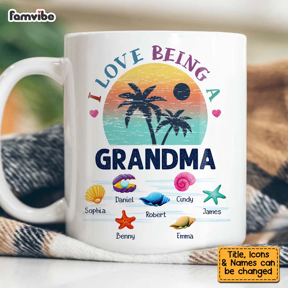 Personalized Gift For Grandma Beach Summer Vacation I Love Being A Grandma Mug Personalized Gift For Grandma Beach Summer Vacation I Love Being A Grandma Mug