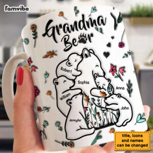Personalized Gift For Grandma Bear 3d Inflated Print Mug
