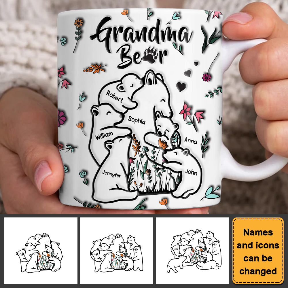 Personalized Gift For Grandma Bear 3d Inflated Print Mug Personalized Gift For Grandma Bear 3d Inflated Print Mug