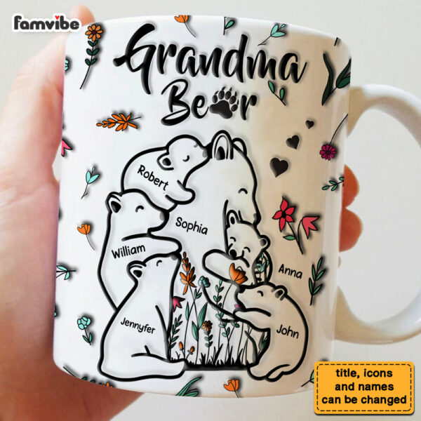 Personalized Gift For Grandma Bear 3d Inflated Print Mug
