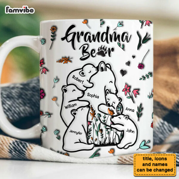 Personalized Gift For Grandma Bear 3d Inflated Print Mug