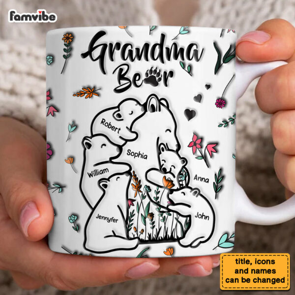 Personalized Gift For Grandma Bear 3d Inflated Print Mug