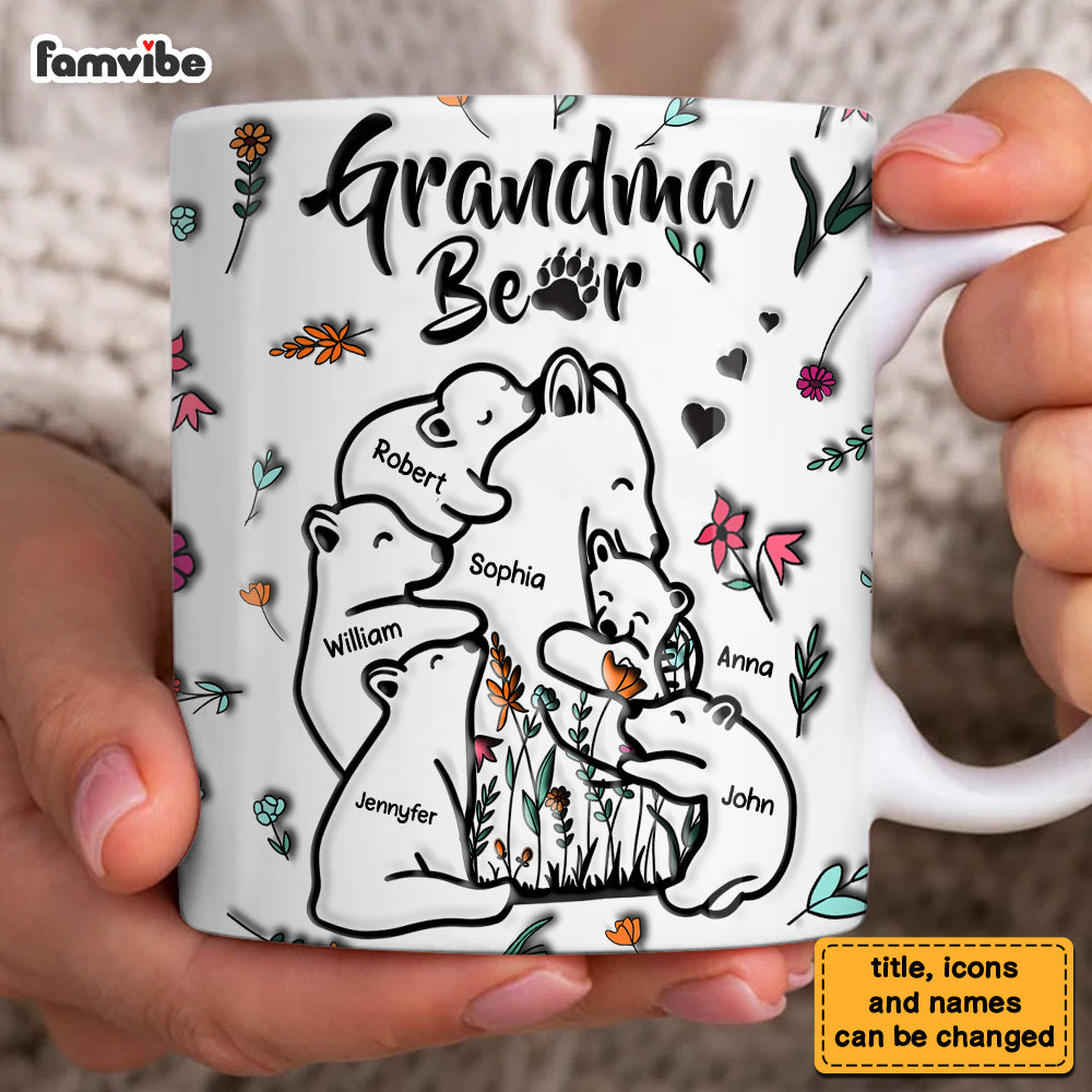 Personalized Gift For Grandma Bear 3d Inflated Print Mug Personalized Gift For Grandma Bear 3d Inflated Print Mug