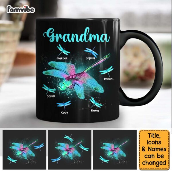 Personalized Gift For Grandma Dragonfly Mug