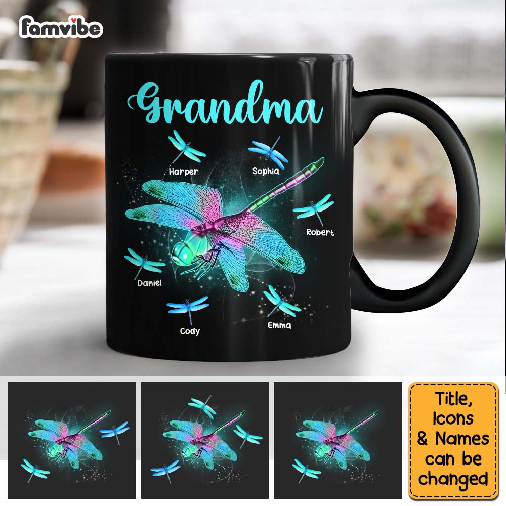 Personalized Gift For Grandma Dragonfly Mug Personalized Gift For Grandma Dragonfly Mug