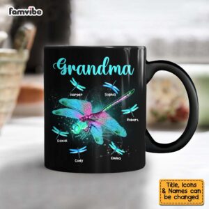 Personalized Gift For Grandma Dragonfly Mug 4