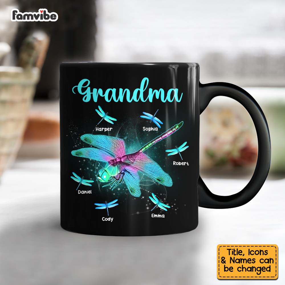 Personalized Gift For Grandma Dragonfly Mug Personalized Gift For Grandma Dragonfly Mug