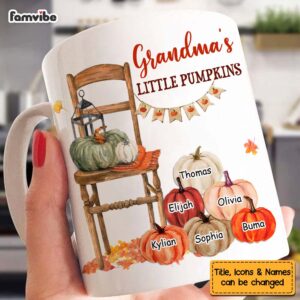 Personalized Gift For Grandma Fall Pumpkin Chair Mug