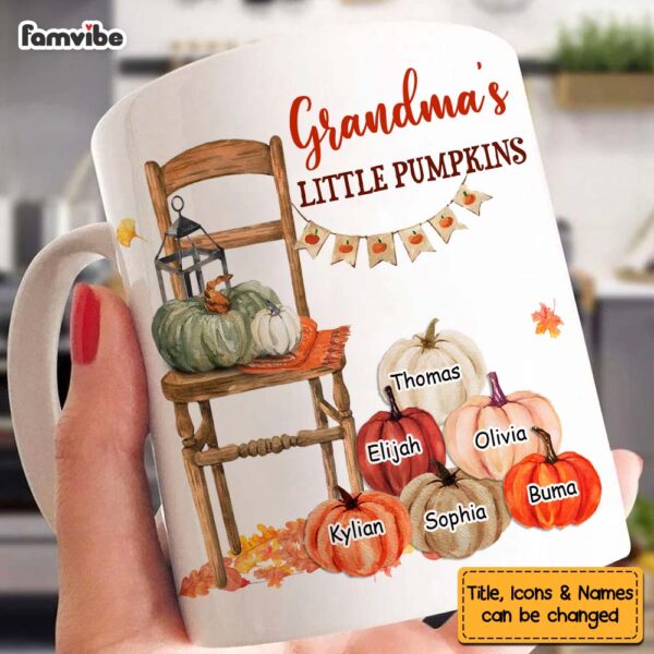 Personalized Gift For Grandma Fall Pumpkin Chair Mug