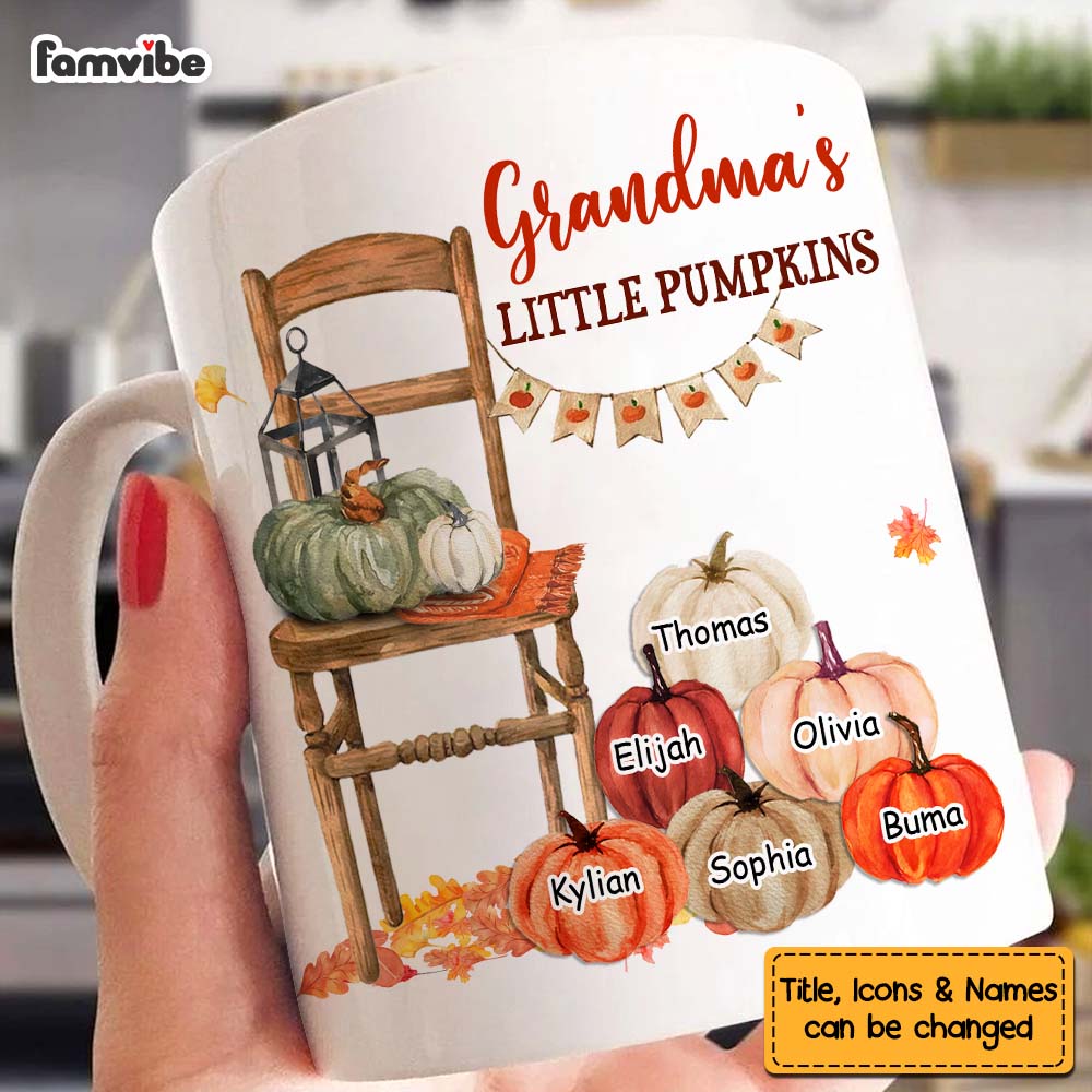 Personalized Gift For Grandma Fall Pumpkin Chair Mug Personalized Gift For Grandma Fall Pumpkin Chair Mug