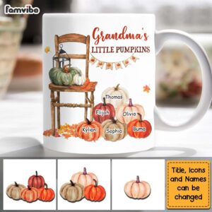 Personalized Gift For Grandma Fall Pumpkin Chair Mug 3