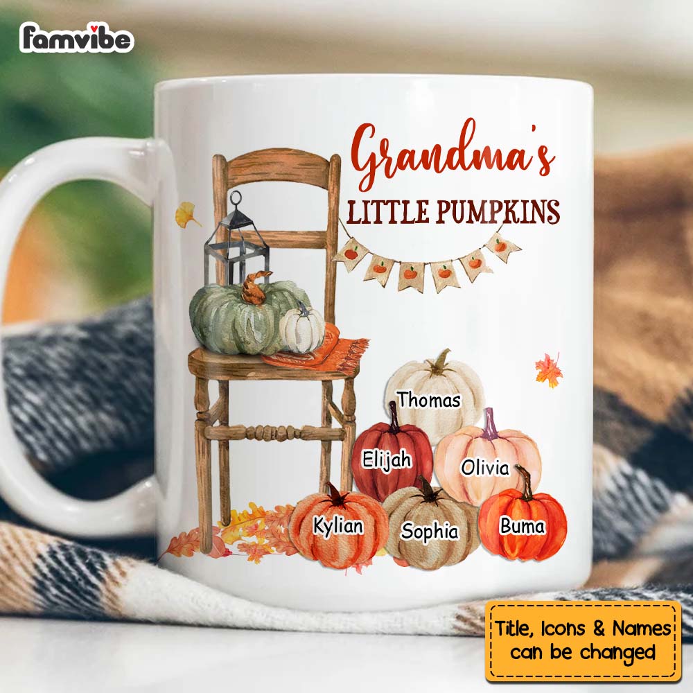 Personalized Gift For Grandma Fall Pumpkin Chair Mug Personalized Gift For Grandma Fall Pumpkin Chair Mug