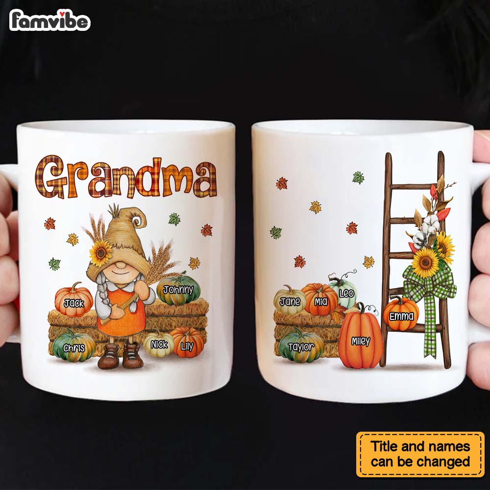 Personalized Gift For Grandma Fall Pumpkin Mug Personalized Gift For Grandma Fall Pumpkin Mug