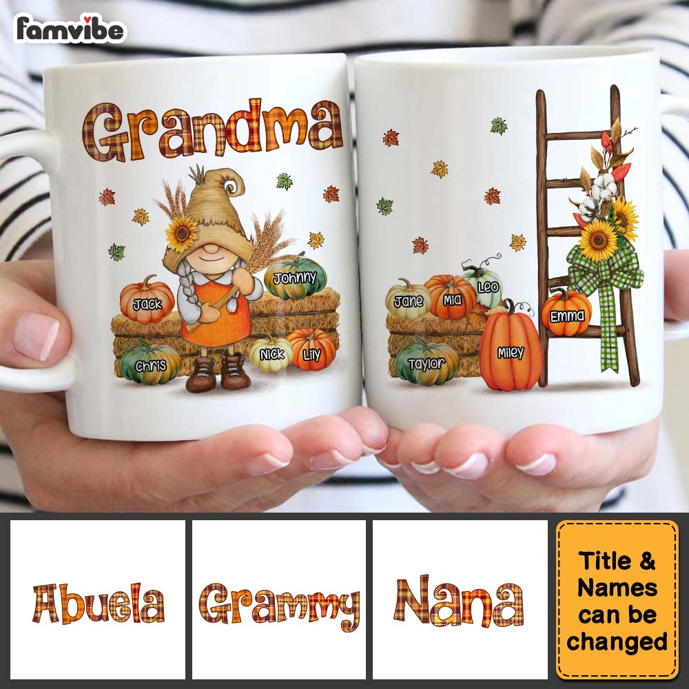 Personalized Gift For Grandma Fall Pumpkin Mug Personalized Gift For Grandma Fall Pumpkin Mug