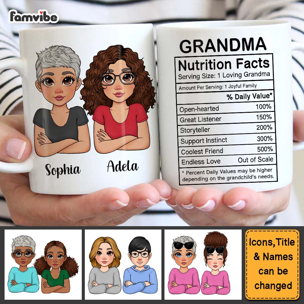 Personalized Gift For Grandma Funny Nutrition Facts Mug Personalized Gift For Grandma Funny Nutrition Facts Mug