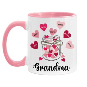 Personalized Gift For Grandma Glass Jar With Hearts Mug