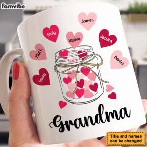 Personalized Gift For Grandma Glass Jar With Hearts Mug