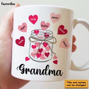 Personalized Gift For Grandma Glass Jar With Hearts Mug 6