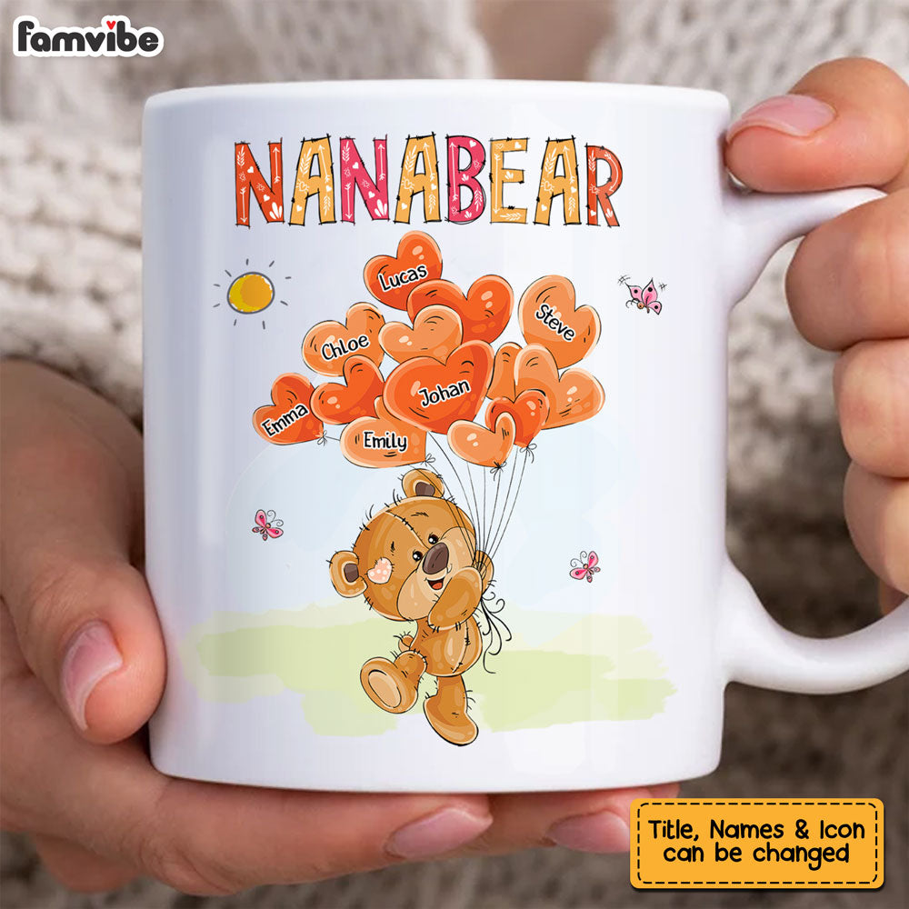 Personalized Gift For Grandma Grandma Bear Heart Balloons Mug Personalized Gift For Grandma Grandma Bear Heart Balloons Mug