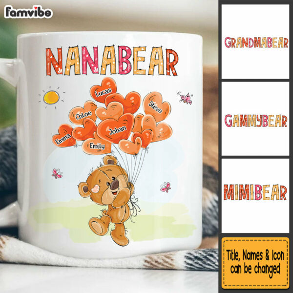 Personalized Gift For Grandma Grandma Bear Heart Balloons Mug