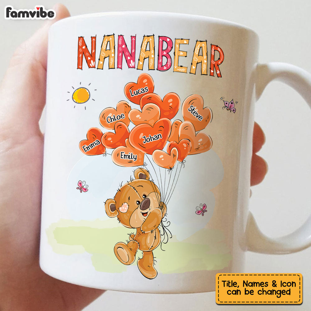 Personalized Gift For Grandma Grandma Bear Heart Balloons Mug Personalized Gift For Grandma Grandma Bear Heart Balloons Mug