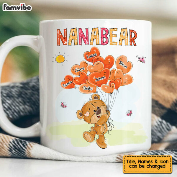 Personalized Gift For Grandma Grandma Bear Heart Balloons Mug