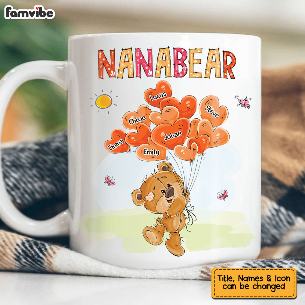 Personalized Gift For Grandma Grandma Bear Heart Balloons Mug Personalized Gift For Grandma Grandma Bear Heart Balloons Mug