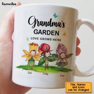 Personalized Gift For Grandma – Grandma’s Garden Love Grows Here Mug