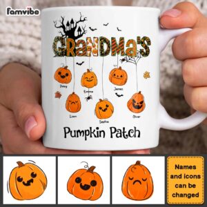 Personalized Gift For Grandma Hanging Pumpkin Patch Mug